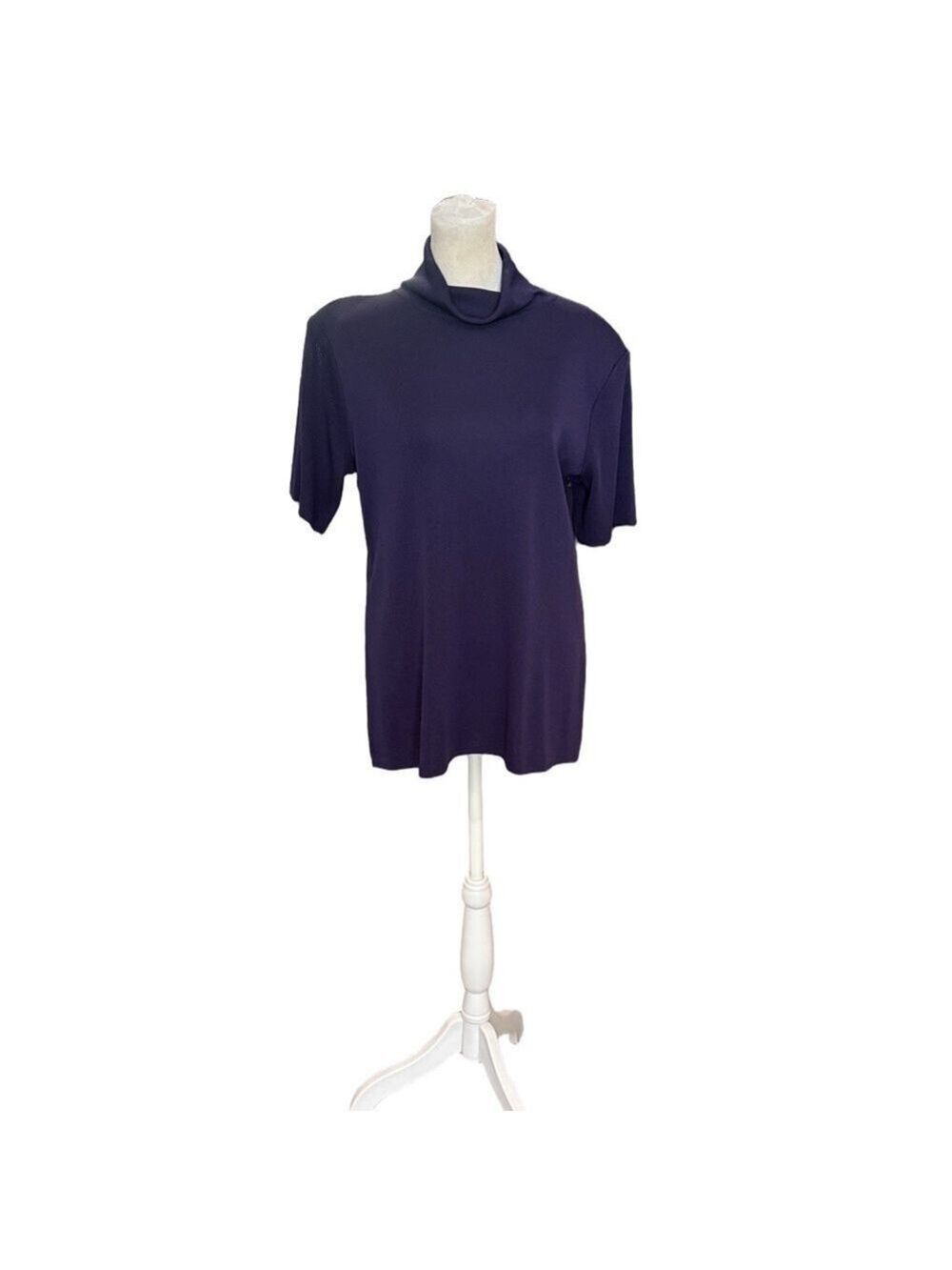 Exclusively Misook Size M short sleeve turtleneck top. Purple career essential